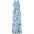 Bonprix Długa sukienka z kwiatowym nadrukiem i koronką jasnoniebiesko-jasnoróżowy w kwiaty