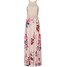 Bonprix Długa sukienka z kwiatowym nadrukiem i koronką beżowo-lila-jasnoróżowy