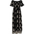 Bonprix Sukienka z dekoltem carmen czarno-biały w graficzny wzór