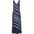 Bonprix Sukienka maxi z batikowym nadrukiem ciemnoniebiesko-biel wełny z nadrukiem