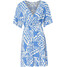 Bonprix Sukienka z nadrukiem, ze zrównoważonej wiskozy błękit chmur - biel wełny w graficzny wzór