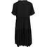 Bonprix Sukienka kaftanowa z kreszowanego materiału z ozdobnym elementem w dekolcie czarny