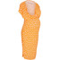 Bonprix Sukienka ciążowa i do karmienia piersią, z marszczeniem pomarańczowy dyniowy/biały