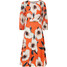 Bonprix Sukienka midi jasnopomarańczowy/kremowy w kwiaty