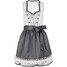 Bonprix Sukienka w ludowym stylu z fartuchem, dł. przed kolano (2 części) srebrno-czarny