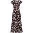 Bonprix Długa sukienka z nadrukiem i falbanami czarny w kwiaty