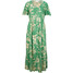 Bonprix Długa sukienka z wiskozy zielony opalowy - beżowy w kwiatowy wzór