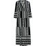 Bonprix Długa sukienka z nadrukiem czarno-biel wełny wzorzysty