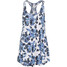 Bonprix Sukienka plażowa z bawełny organicznej biało-niebieski w kwiaty