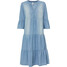 Bonprix Sukienka dżinsowa z falban lodowy niebieski denim