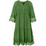 Bonprix Sukienka szmizjerka ze zrównoważonej wiskozy z koronką zielony leśny