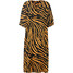 Bonprix Sukienka kaftanowa w animalistyczny deseń czarno-słoneczny brązowy w paski zebry