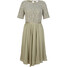 Bonprix Sukienka szyfonowa z koronką zieleń trawy - kremowy
