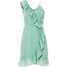 Bonprix Krótka sukienka z falbanami z poliestru z recyklingu zielony szałwiowy