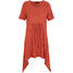 Bonprix Sukienka shirtowa z dłuższymi bokami, z kreszowanego materiału rdzawoczerwony