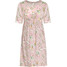 Bonprix Sukienka shirtowa w kwiaty pastelowy jasnoróżowy w kwiaty