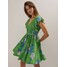 Mohito Zielona sukienka mini w kwiaty 7036U-76P