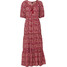 Bonprix Długa sukienka z przyjaznej dla środowiska wiskozy z nadrukiem, krótszy rozmiar czerwono-pomarańczowy z nadrukiem