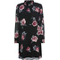 Bonprix Sukienka szyfonowa z kołnierzykiem marszczonym cienkimi gumkami czarny w kwiaty