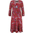 Bonprix Sukienka tunikowa z nadrukiem, w długości do kolan, z przyjaznej dla środowiska wiskozy, rękawy 3/4 głęboki czerwony - paisley