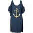 Bonprix Sukienka plażowa z wycięciami, ze zrównoważonej wiskozy ciemnoniebiesko-złoty z nadrukiem