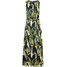 Bonprix Długa sukienka z nadrukiem nocny oliwkowy - biel wełny w kwiaty