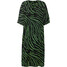 Bonprix Sukienka kaftanowa w animalistyczny deseń zielony leśny - czarny w paski zebry