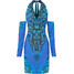 Bonprix Sukienka z wycięciem niebieski z nadrukiem