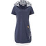 Bonprix Sukienka shirtowa z krótkim rękawem i kapturem, w optyce dwuwarstwowej ciemnoniebieski z nadrukiem