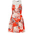 Bonprix Sukienka z szydełkową wstawką czerwono-biały w kwiaty
