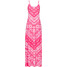 Bonprix Długa sukienka z nadrukiem różowo-biały z nadrukiem