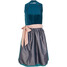 Bonprix Sukienka midi w ludowym stylu z aksamitem (kompl. 2-częściowy) stary jasnoróżowy - matowy niebieskozielony - niebieskozielony