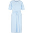 Bonprix Sukienka midi z bawełny z przeszyciem cienkimi gumkami i kieszeniami jasnoniebieski