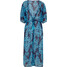 Bonprix Sukienka kaftanowa plażowa z poliestru z recyklingu ciemnoniebiesko-jasnoniebieski w graficzny wzór