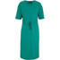 Bonprix Sukienka z dżerseju z wiązanym paskiem, z rozcięciem z boku, dł. do łydki zielony butelkowy