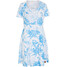 Bonprix Sukienka shirtowa z nadrukiem biel wełny - jasnoniebieski-niebieski brylantowy z nadrukiem