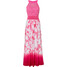 Bonprix Długa sukienka z koronką różowo-biały z nadrukiem