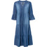 Bonprix Sukienka dżinsowa z falban niebieski denim