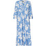 Bonprix Długa sukienka ze zrównoważonej wiskozy niebiesko-biały w kwiaty