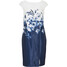 Bonprix Sukienka ołówkowa z koronką biel wełny - ciemnoniebieski w roślinny wzór