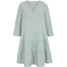 Bonprix Szeroka sukienka szmizjerka w delikatny prążek, rękawy 3/4 zielony butelkowy - biały w paski