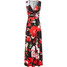 Bonprix Sukienka z wstawką czarno-czerwony w kwiaty