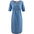 Bonprix Sukienka bawełniana dżinsowa w długości do kolan, krótki rękaw niebieski 