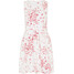 Bonprix Sukienka z nadrukiem w motyle biel wełny + różowy