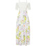 Bonprix Sukienka szyfonowa z nadrukiem i koronką biel wełny w kwiaty
