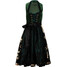 Bonprix Sukienka ludowa z drukowaną częścią spódnicową i aksamitnymi wstawkami (2 części) zielony świerkowy - czarny - złoty metaliczny