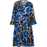 Bonprix Sukienka z falban z wiskozy niebiesko-czarny w roślinny wzór