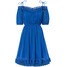 Bonprix Sukienka cold-shoulder z koronką lazurowy niebieski