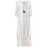 Bonprix Długa sukienka ze zrównoważonej wiskozy biel wełny w paski