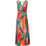 Bonprix Sukienka z dekoltem z tyłu zielony/rózowy/pomarańczowy
